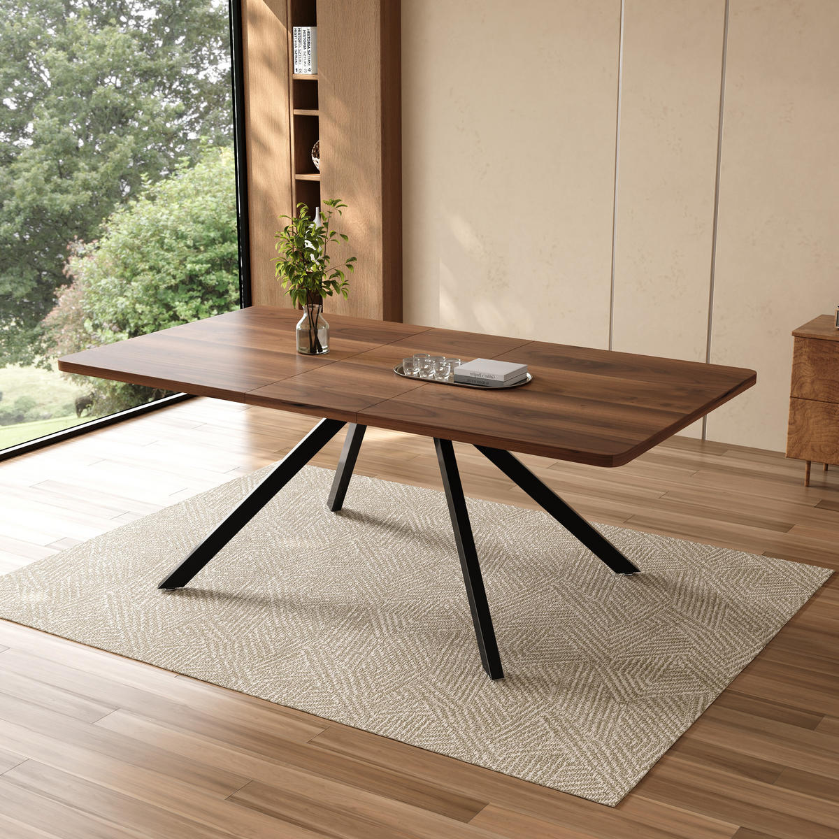 ESSTISCH Ausziehbar 3 Längen Walnuss Metallbeine 160-240x90cm - Walnussfarben, Holzwerkstoff (240/90/74.5cm) - FLIEKS