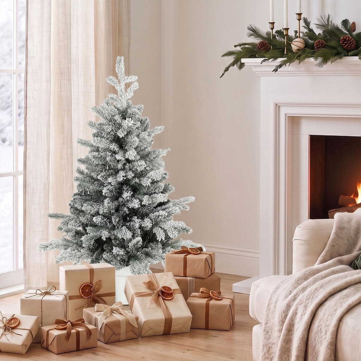 WEIHNACHTSBAUM Kunststoff Stahl Weiß - Weiß, Kunststoff (90cm) - HOMCOM