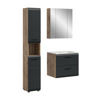 BADEZIMMER Alba 4-tlg. (B/H/T: ca. 105/185/46 cm) in Nox Oak /schwarz matt - Eichefarben, Holz (105/185/46cm)