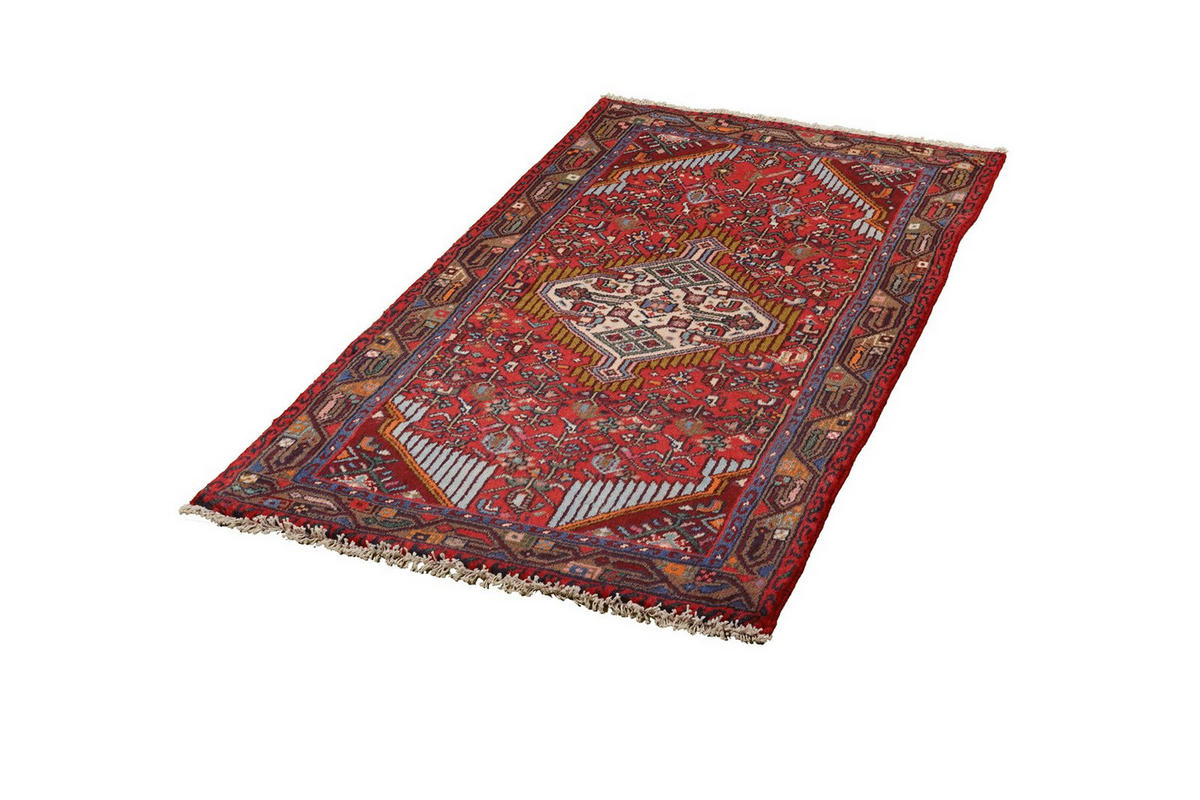 ORIENTTEPPICH handgeknüpft Assadabad Rot 124/76 cm Schurwolle - Rot, Textil (76/124cm) - Looma