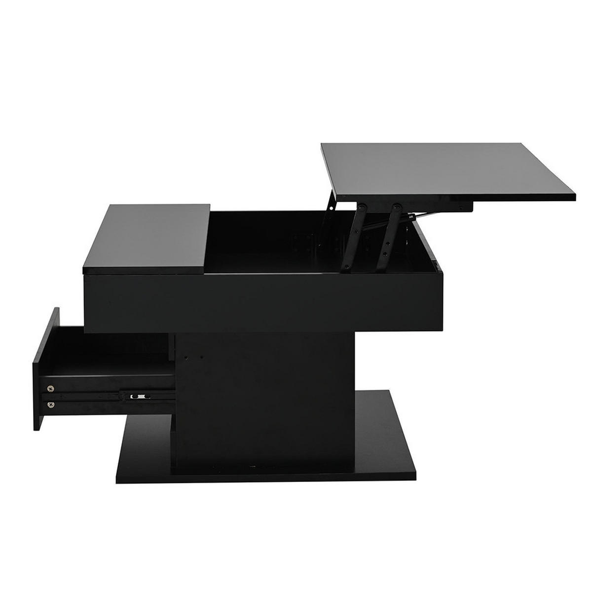 STOLIĆ ZA SPAVACU SOBU 70x70x45cm, gornja ploča 360° slobodno okretna, crna - crna, drvni materijal (70/70/45cm) - KOMHTOM