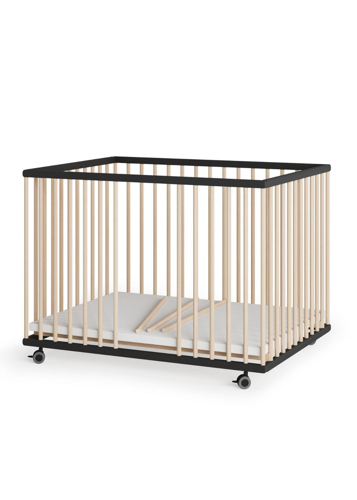 LAUFGITTER 75x100 cm mit Schlupfsprossen - schwarz/natur - Premium Kollektion - Schwarz/Naturfarben, Holz (100/74/75cm) - Sämann – make a difference.