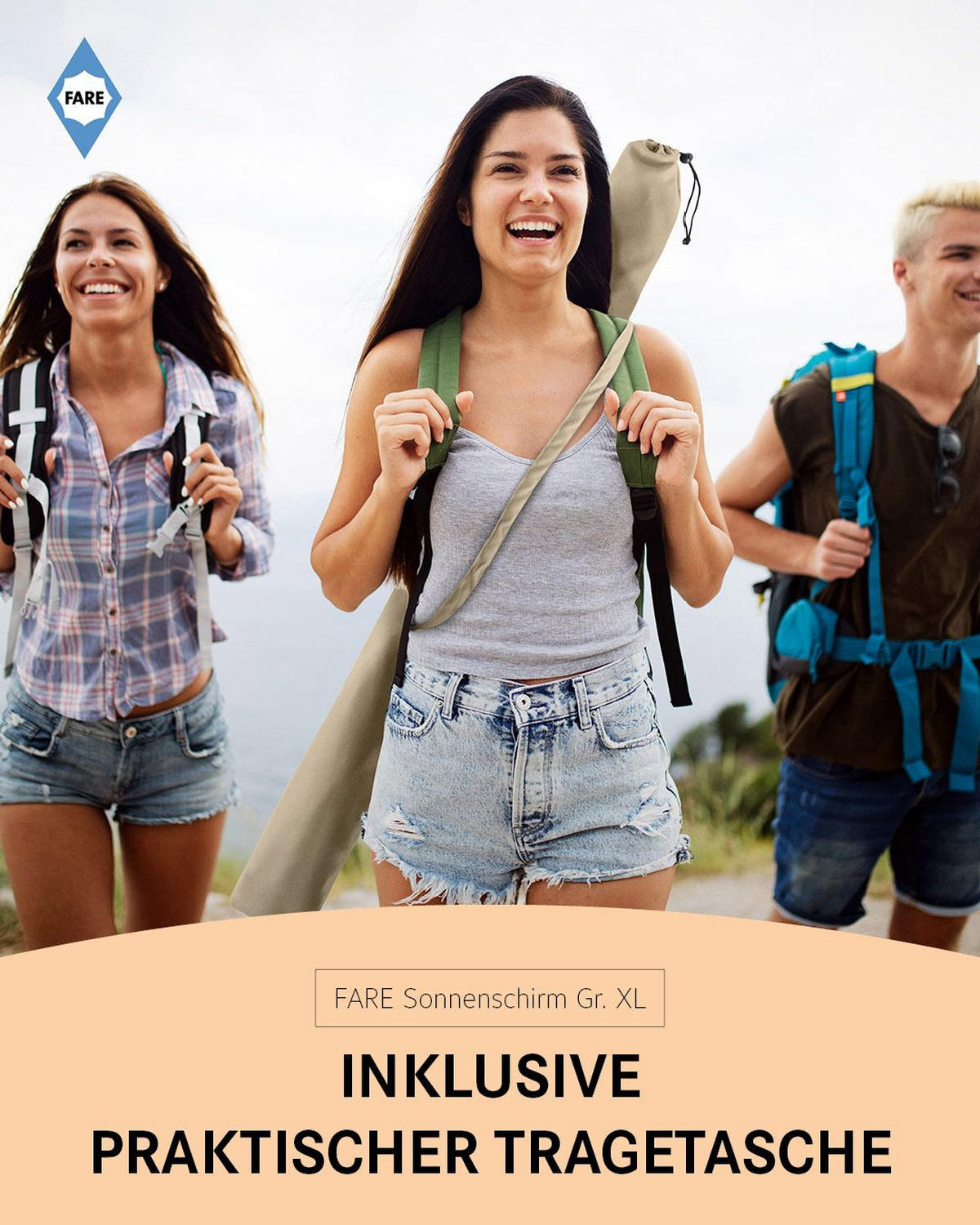 SONNENSCHIRM 235/235/144 cm - Beige, Kunststoff (235/235cm) - FARE