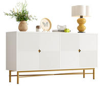BOČNÍ skříň 160/40/82 cm bílá z MDF a dřevotřísky se soft-close a zlatými úchyty - bílá, kompozitní dřevo (160/82/40cm) - OKWISH