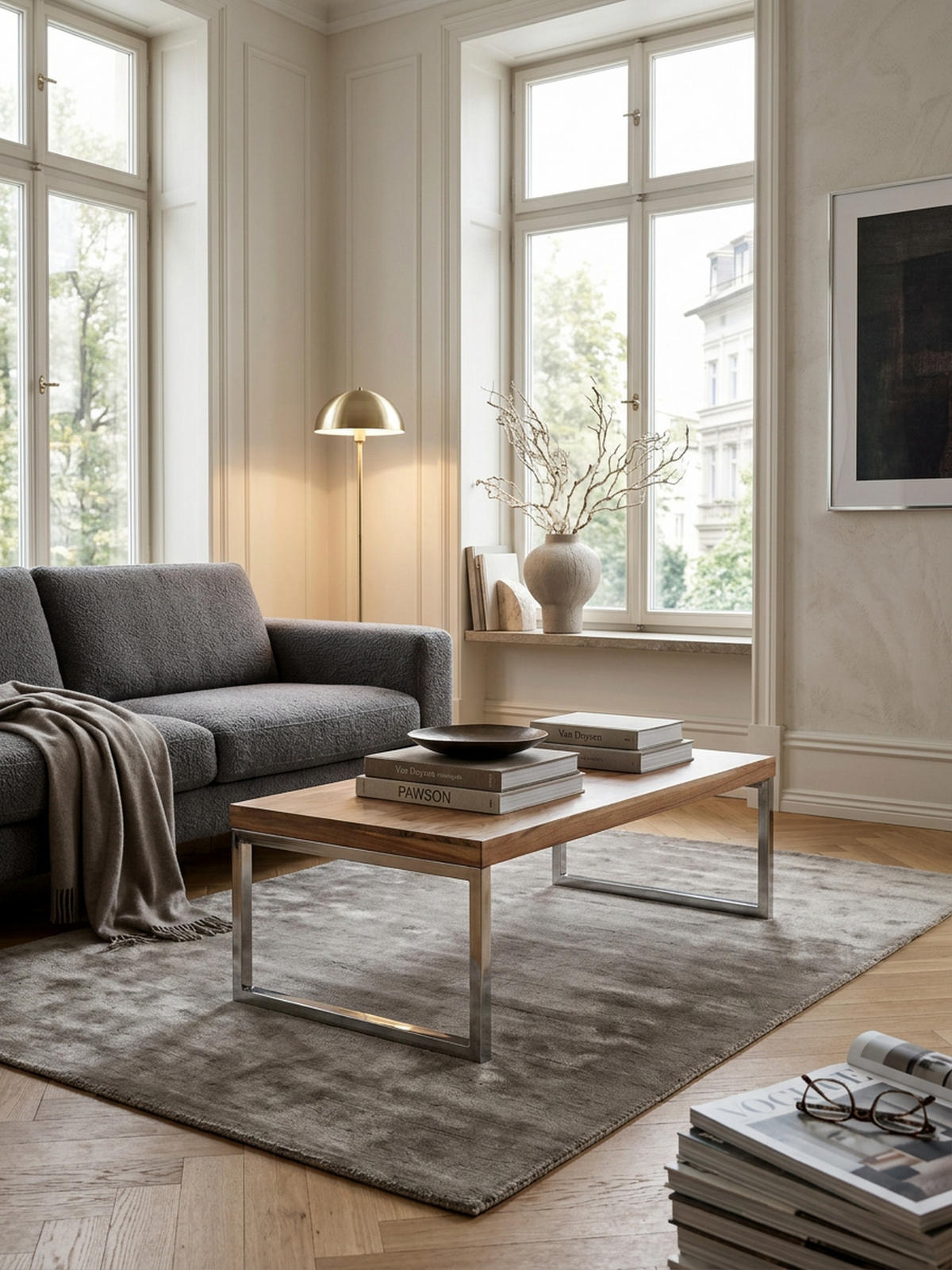 COUCHTISCH Massivholz mit Chromfüßen Handgefertigt, Beige 120x60x40 cm - Beige/Silberfarben, Holz/Metall (60/120/40cm) - KADIMA DESIGN