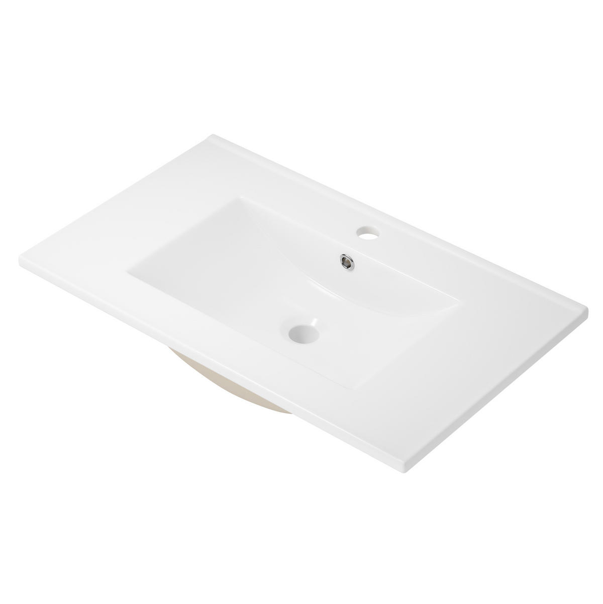 WASCHTISCHKOMBI 76/46/48,5 cm in Weiß mit LED-Sensorlicht und 2 Schubladen - Weiß, Holzwerkstoff (76/58.5/46cm) - BEAOK