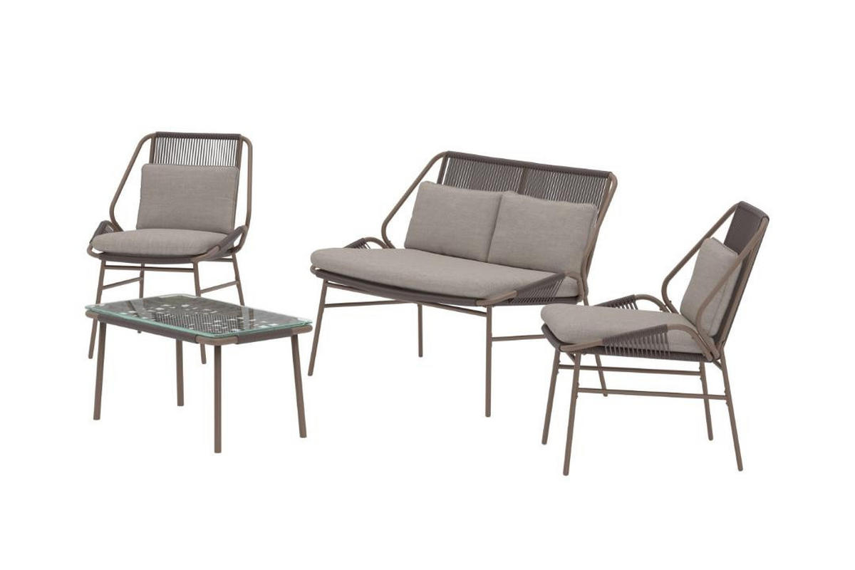 GARTENSET, Zakynthos, Braun, Stahl, 45 x 80 x 42 cm, 4-teilig - Braun, Metall - ebuy24