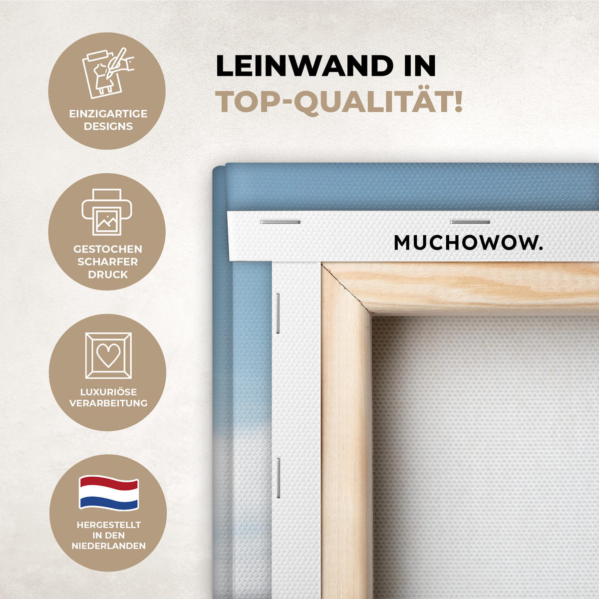 LEINWANDBILD Winter - Hütte - Berge - Aussicht - Schnee Deko Groß 90x90 cm - Eichefarben, Textil (90/90cm) - MuchoWow