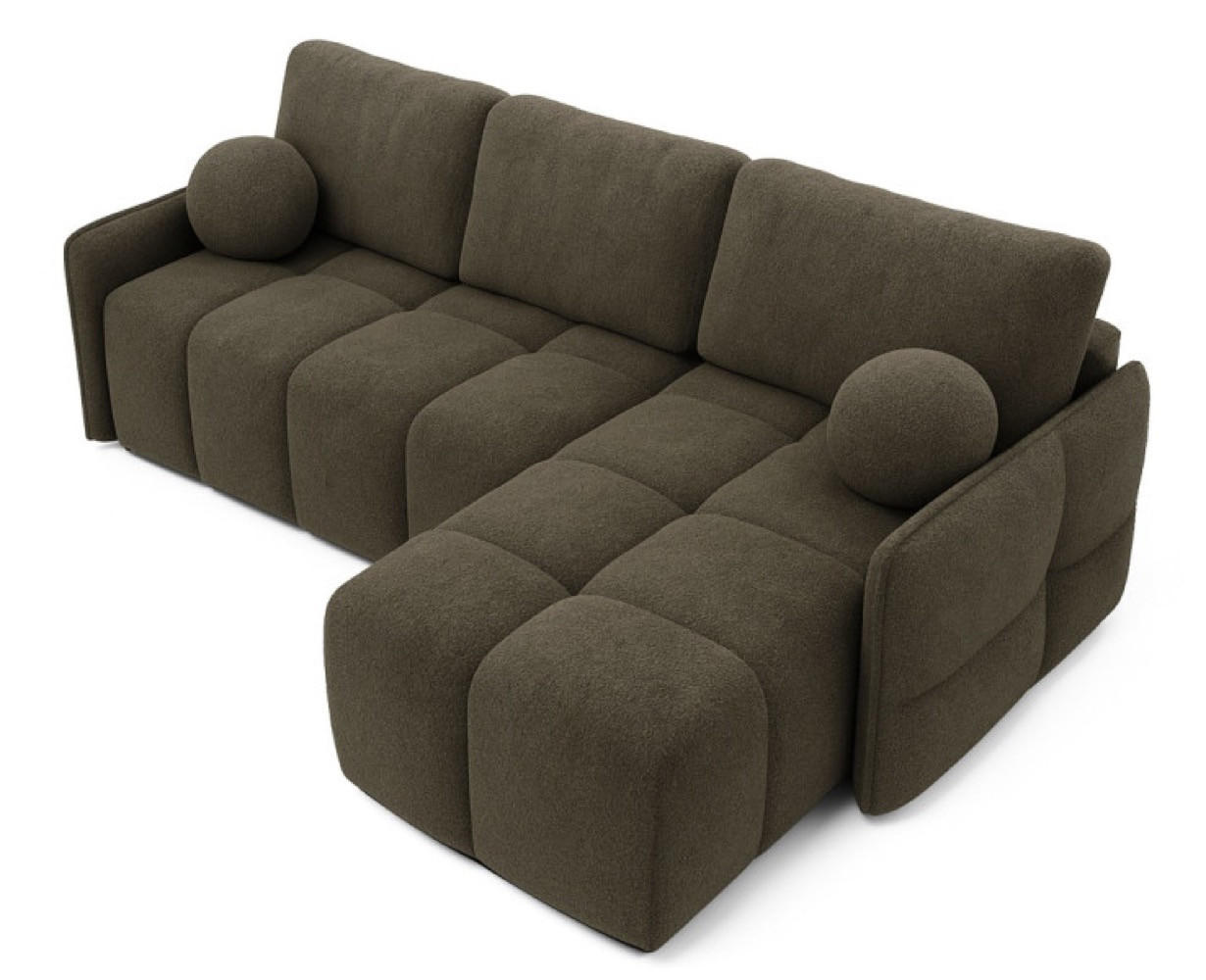 ECKSOFA Taupe MONO Mit Schlaffunktion Und Dekokissen Rechts - Braun, Textil (220/145cm) - Sepro Meble