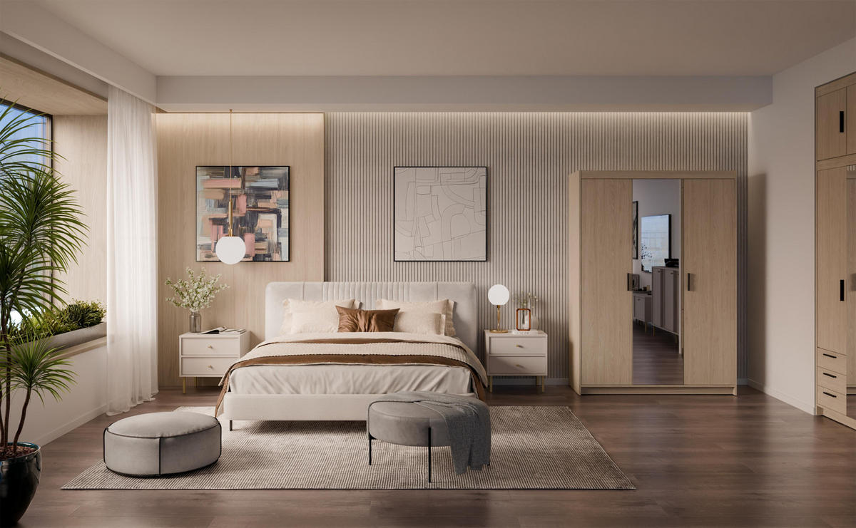 KLEIDERSCHRANK Storicos Geölte Eiche 133/190,5/53 cm - Modern mit Spiegel 3-türig - Eichefarben, Holzwerkstoff/Kunststoff (133/190.6/53cm) - AX Living