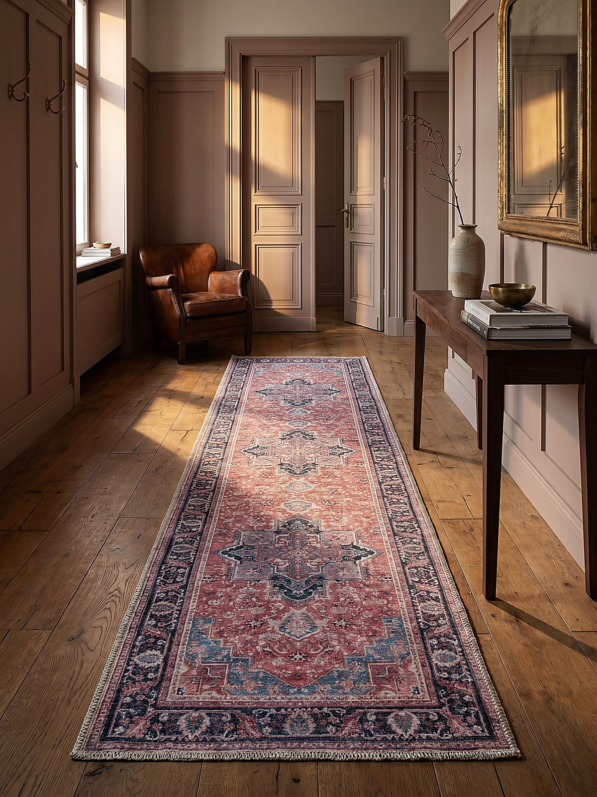 TEPPICH Waschbar HALD, klassisch im Vintage-Stil, Rot, 60 x 230 cm - Rot, Textil (60/230cm) - KADIMA DESIGN