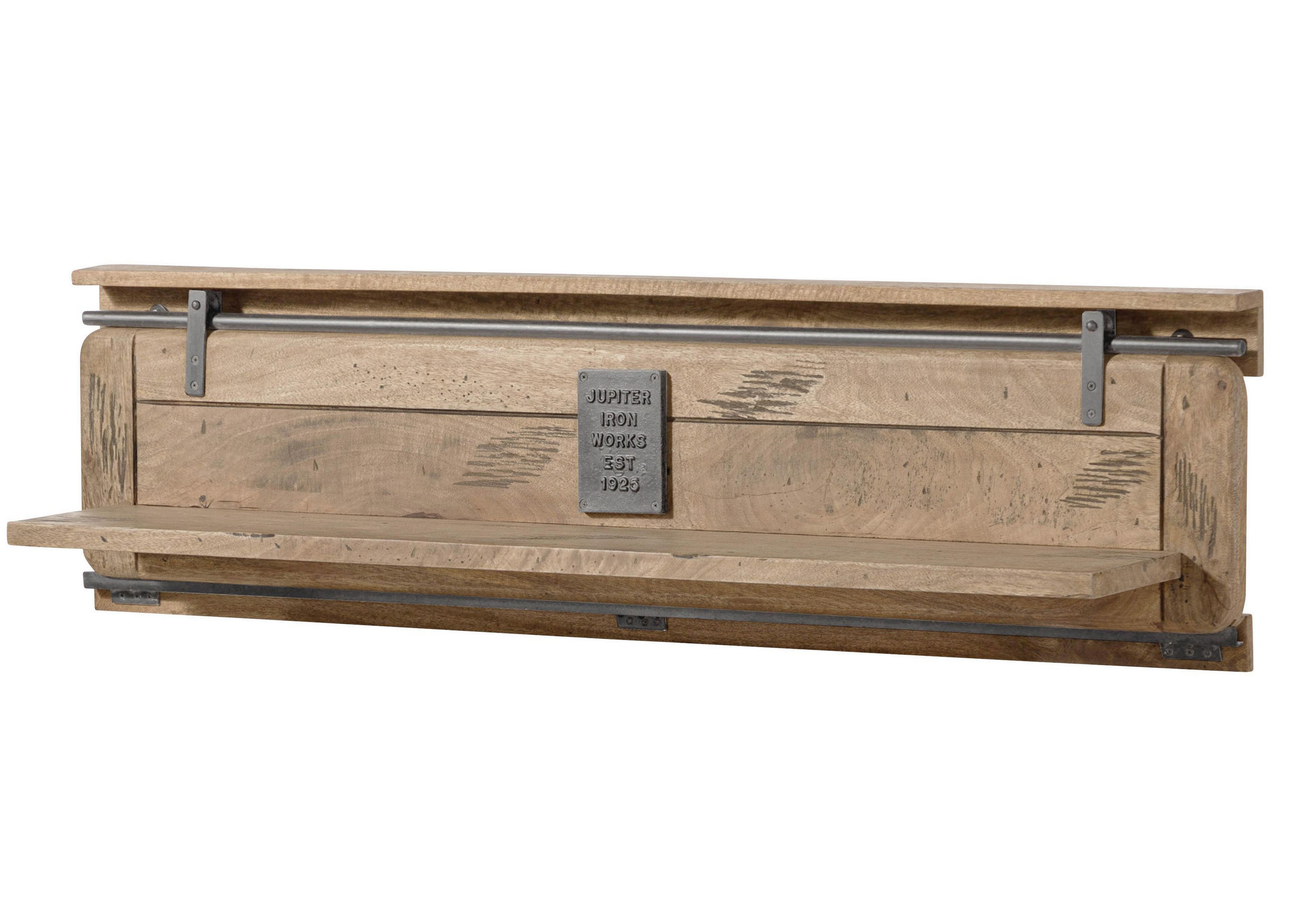 WANDREGAL Mango 180x25x38 whitewash lackiert RAILWAY #391 - Beige, Holz (180/38/25cm) - Massivmoebel24