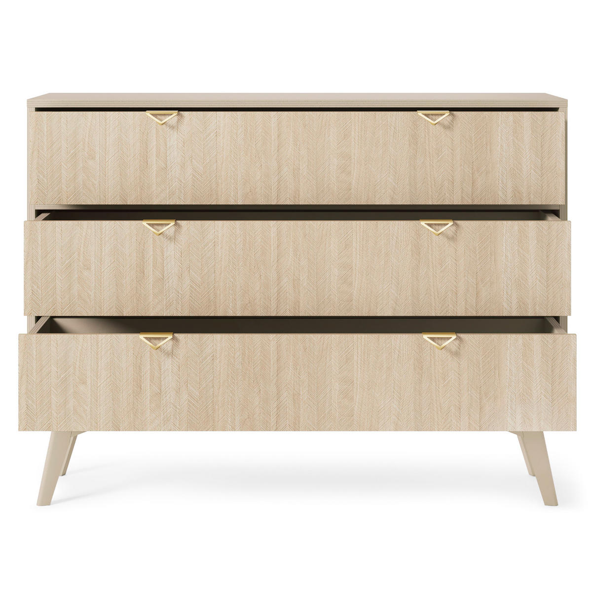 KOMMODE FORESTA 106/80/38 cm mit 3 Schubladen Beige - Beige/Kieferfarben, Holzwerkstoff (106/80/38cm) - MASSENO