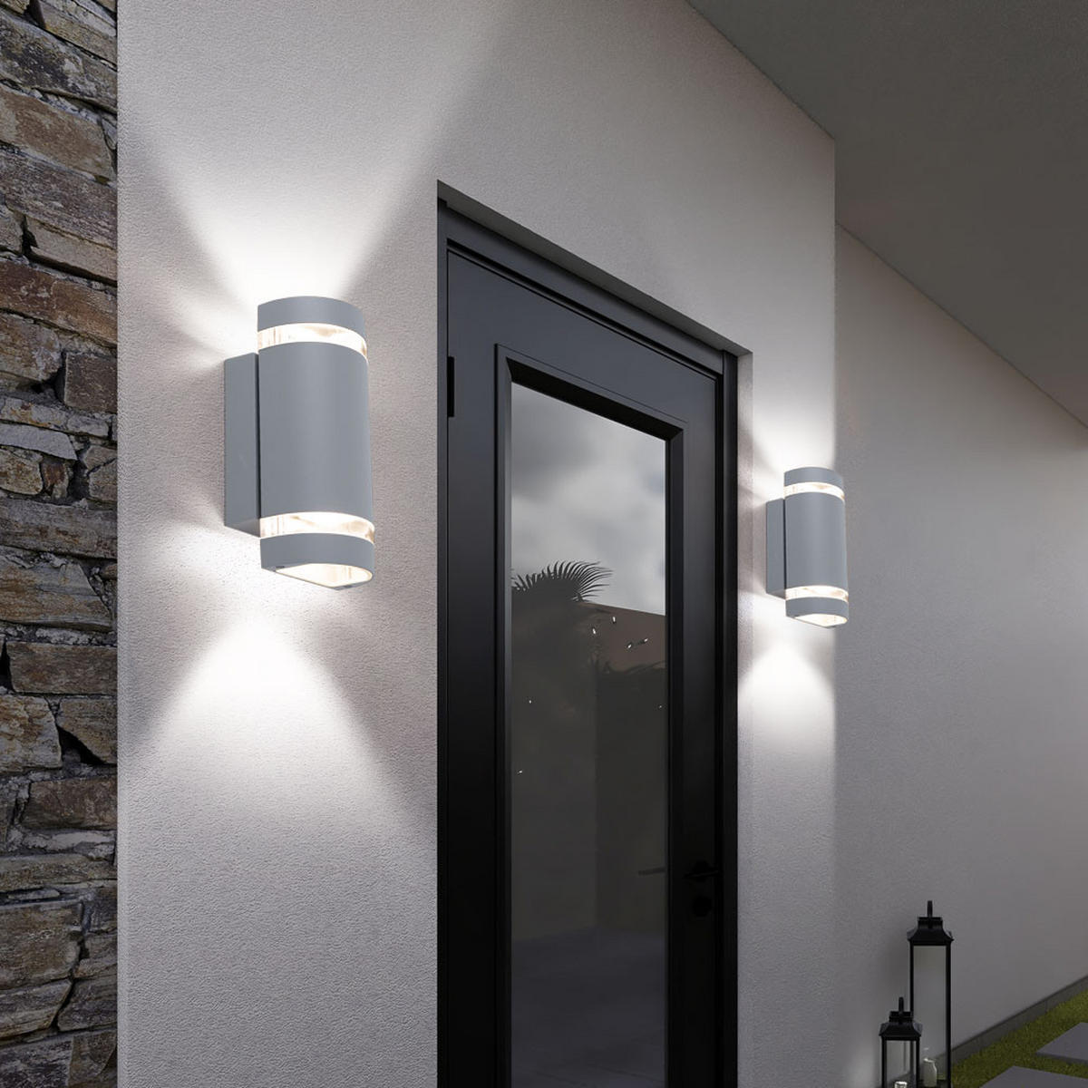 LED AUSSEN-WANDLEUCHTE Grau Metall - Grau, Glas (6.5/23.5/11cm)