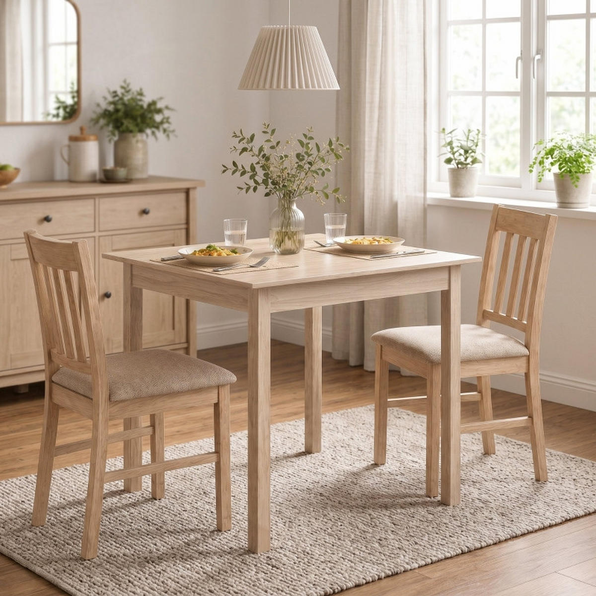 ESSTISCH quadratisch 75×75 cm aus Kiefernholz, stabiler Esszimmertisch mit rutschfesten Fußpads, bis 30 kg Belastung - Kieferfarben, Holz (75/75/76cm) - Joyfair