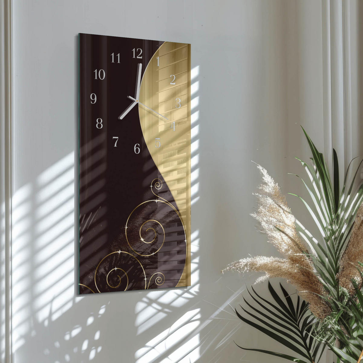 WANDUHR 30x60 cm - Amsterdam Sepia - Braun, Glas (30/60/0.4cm) - TULUP