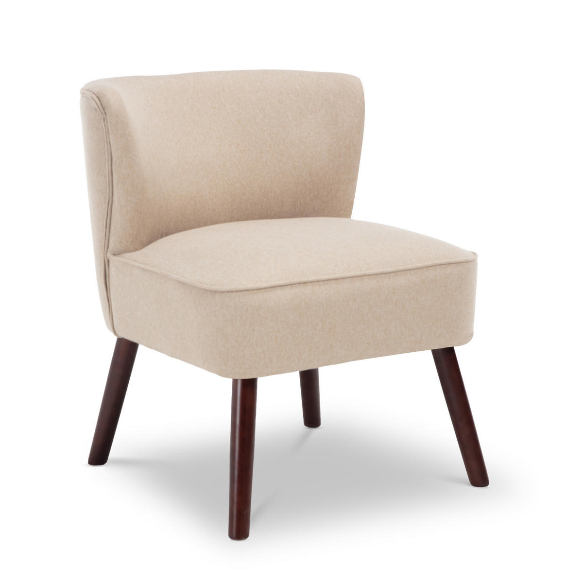 COCKTAILSESSEL 2er-Set Jofi aus beigem Stoff - Beige/Dunkelbraun, Holz/Textil (56/70.5/67cm) - Sicaan
