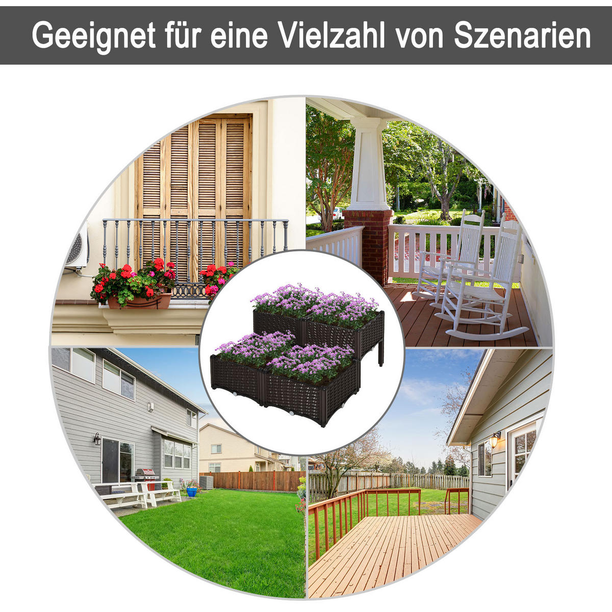 HOCHBEET 4-tlg., Dunkelbraun - Braun, Kunststoff (80/44/80cm) - Outsunny