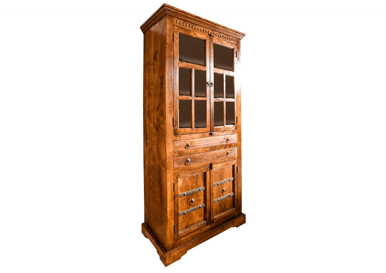 VITRINE Akazie 94x50x195 honig lackiert OXFORD #0452 - Braun, Holz (94/195/50cm) - Massivmoebel24