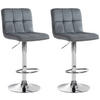BARHOCKER 2er Set Samt dunkelgrau - Chromfarben/Dunkelgrau, Textil/Metall (46/94/47cm) - CLP