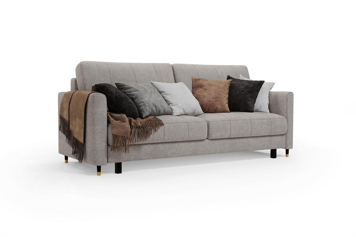 SCHLAFSOFA Gebet – Beige, mit Schlaffunktion und Bettkasten - Beige, Textil (225/100/110cm)