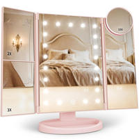 KLAPPBARER Kosmetikspiegel, hohe Vergrößerung, Pink, 34/24/17.5 cm - Pink, Metall (7/18.5/29cm)
