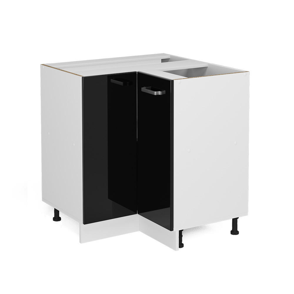 ECKUNTERSCHRANK R-Line Schwarz Hochglanz 75.6 cm ohne AP - Schwarz Hochglanz/Schwarz, Holzwerkstoff (75.6/81.6/46cm) - Vicco