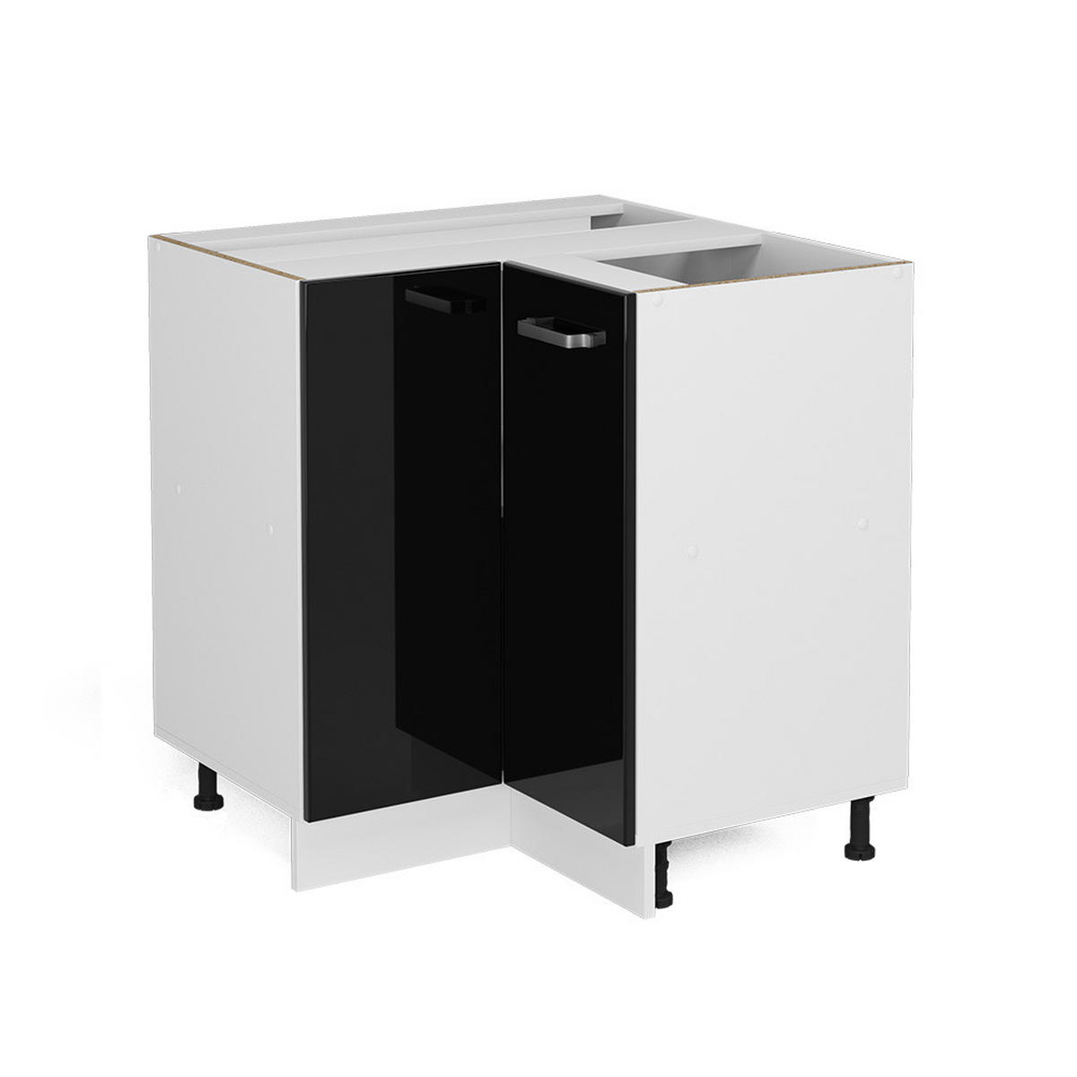 ECKUNTERSCHRANK R-Line Schwarz Hochglanz 75.6 cm ohne AP - Schwarz Hochglanz/Schwarz, Holzwerkstoff (75.6/81.6/46cm) - Vicco