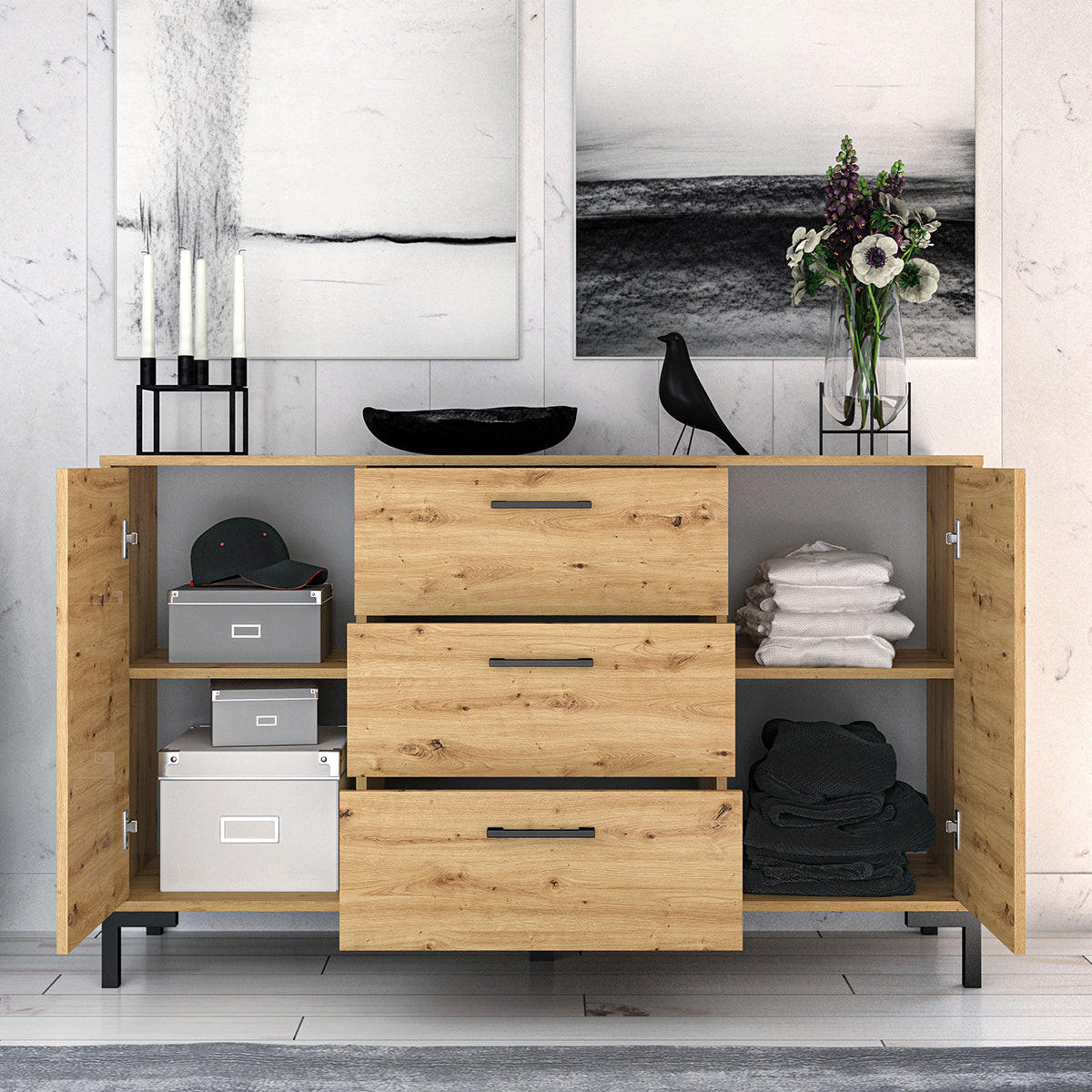 SIDEBOARD Liora Holz - Braun, Holzwerkstoff (138/83/40cm) - Petits-meubles