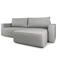 ECKSOFA BELISE CL Hellgrau Veloursstoff mit Schlaffunktion - Hellgrau, Holz/Textil (252/162cm) - MASSENO