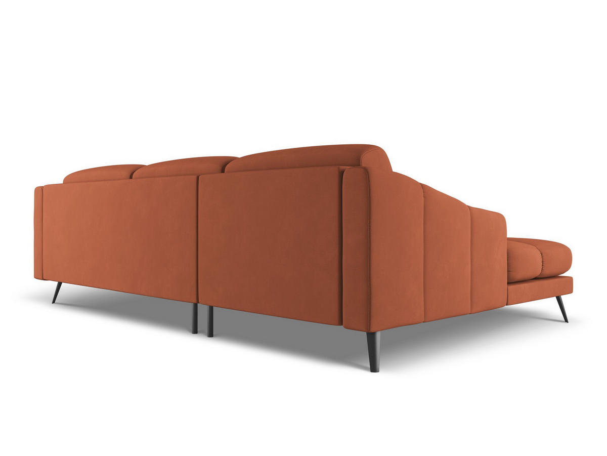 ECKOSFA Links Chenille Stoff Orange - Terra cotta/Schwarz, Kunststoff/Textil (160/264cm) - Makamii