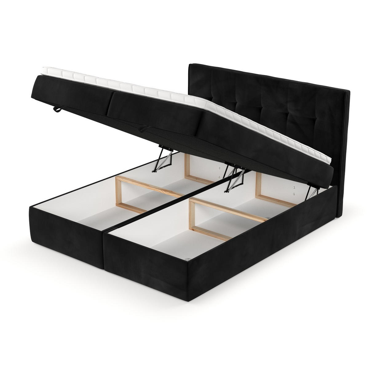 BOXBETT Tivra 180/200 cm Schwarz im Kronos Stoff - Schwarz, Holz/Holzwerkstoff (180/200cm) - AltaBeds