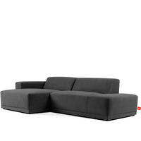 ECKSOFA LINKS MUDI in moderner Optik mit hochwertigem Kaltschaum, Cord-Stoff, Dunkelgrau - Dunkelgrau/Schwarz, Textil (280/160cm) - KONSIMO®
