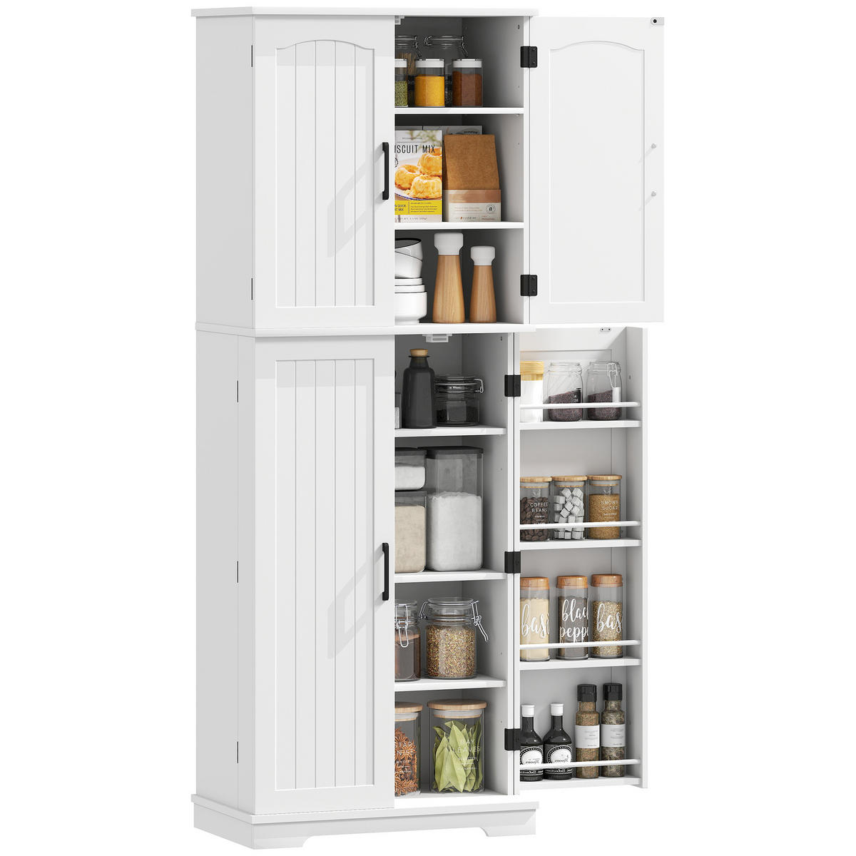 MEHRZWECKSCHRANK DE-11276 4 Türen, 10 Fächer Weiß - Weiß, Holzwerkstoff (35/162/60cm) - ComfortXL