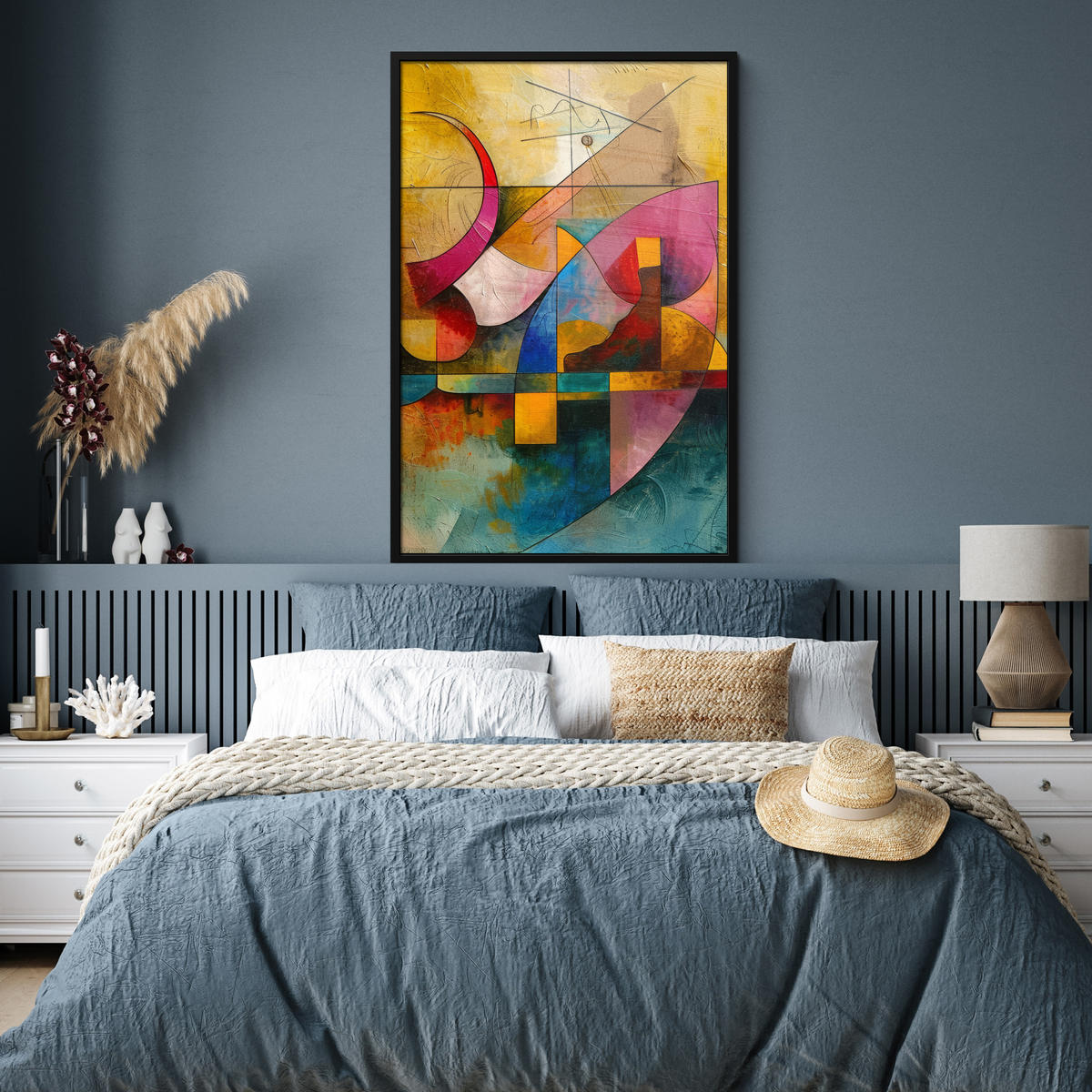 GERAHMTES BILD Kunst - Abstrakt - Modern 80x120 cm - Gelb, Papier (80/120cm) - MuchoWow