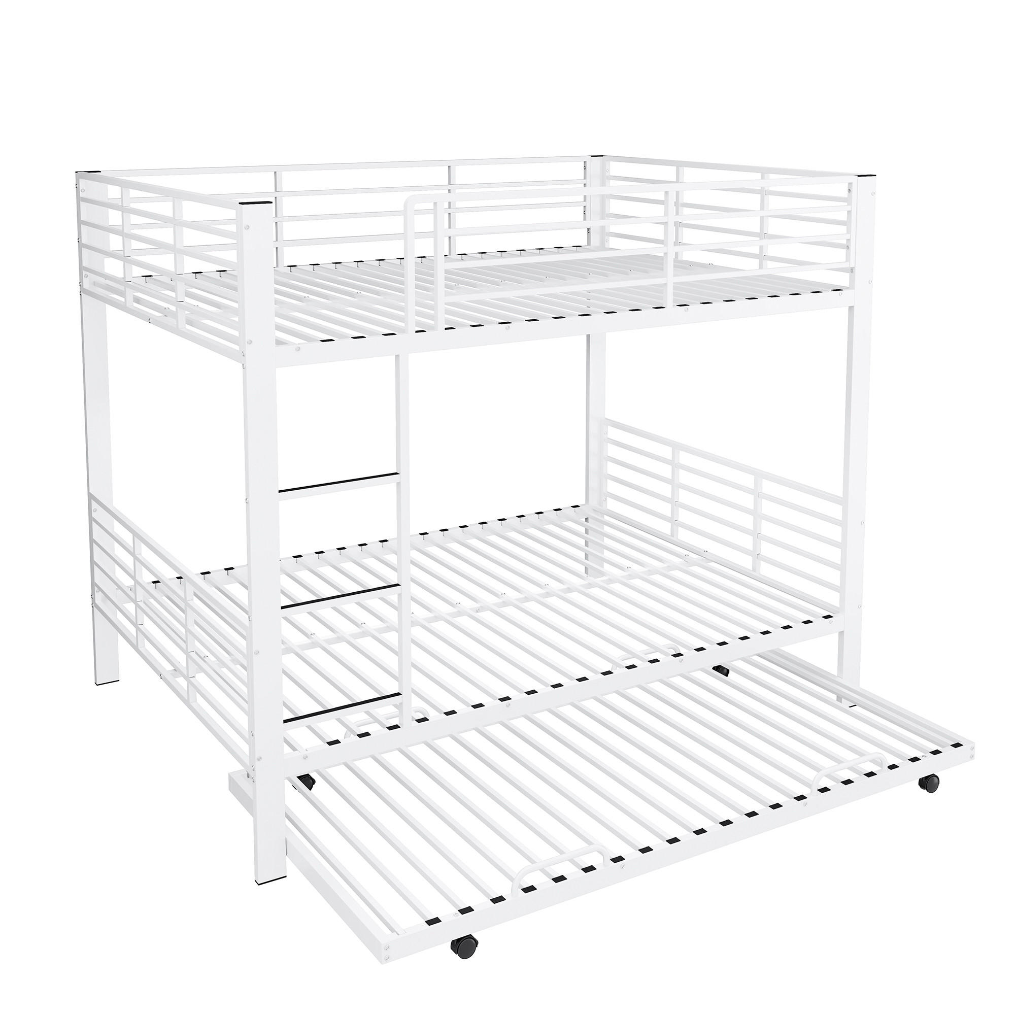 ETAGENBETT 140/200 cm DE-33080 mit Ausziehbett und Rausfallschutz Weiß - Weiß, Metall (140/200cm) - ComfortXL