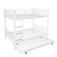 ETAGENBETT 140/200 cm DE-33080 mit Ausziehbett und Rausfallschutz Weiß - Weiß, Metall (140/200cm) - ComfortXL