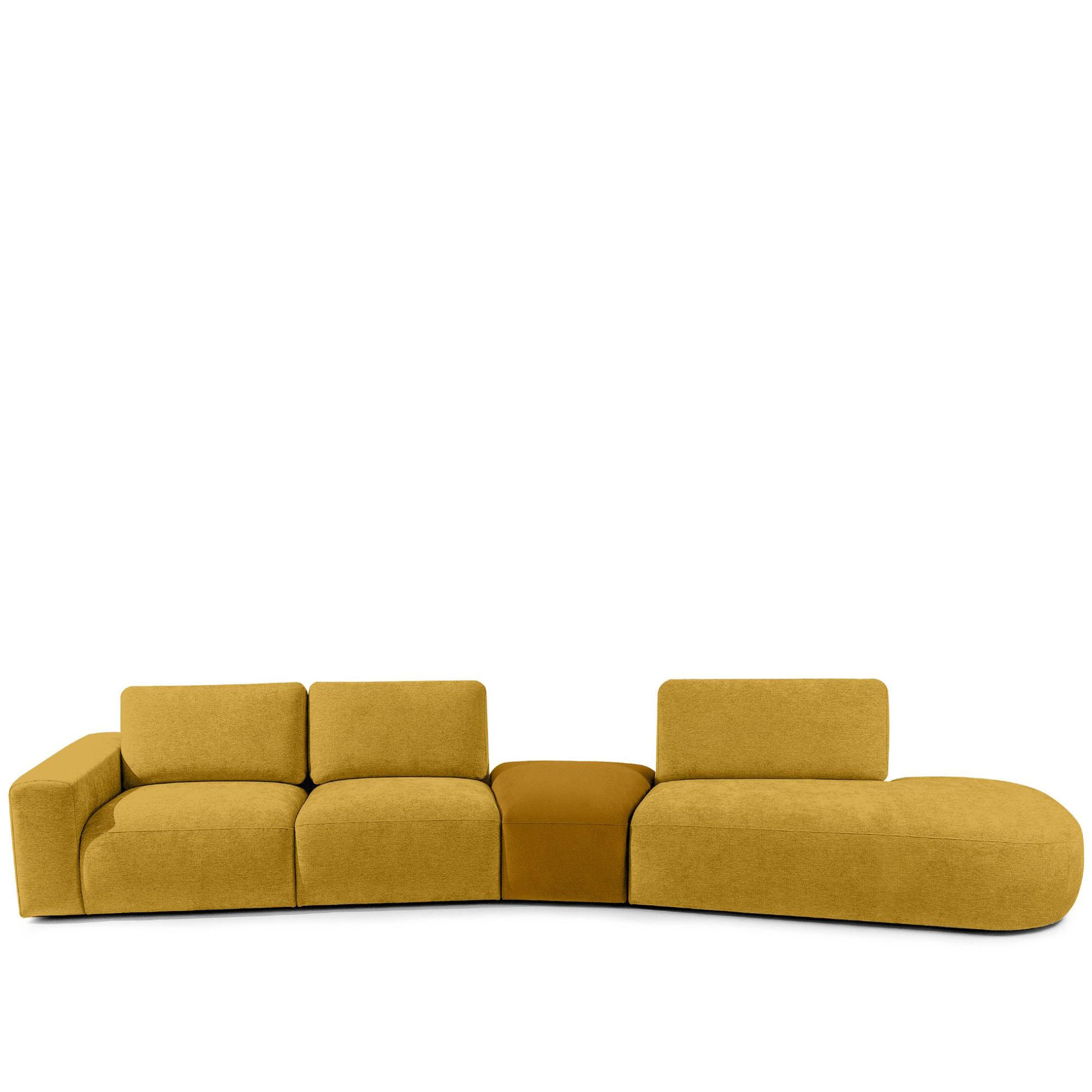 5-SITZER ECKSOFA ZUCCO Chenille rechts, Gelb - Gelb, Textil (430/84/105cm) - KONSIMO®