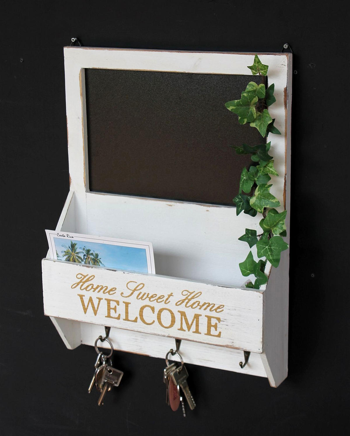 SCHLÜSSELBOARD mit Ablage Holz Weiß 30/8,5/40 cm - Weiß, Holz (30/40/8.5cm) - DanDiBo