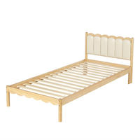 KINDERBETT mit PU-Kopfteil 90x200 cm Beige Naturholz - Braun, Holz (90/200cm) - Meubliv