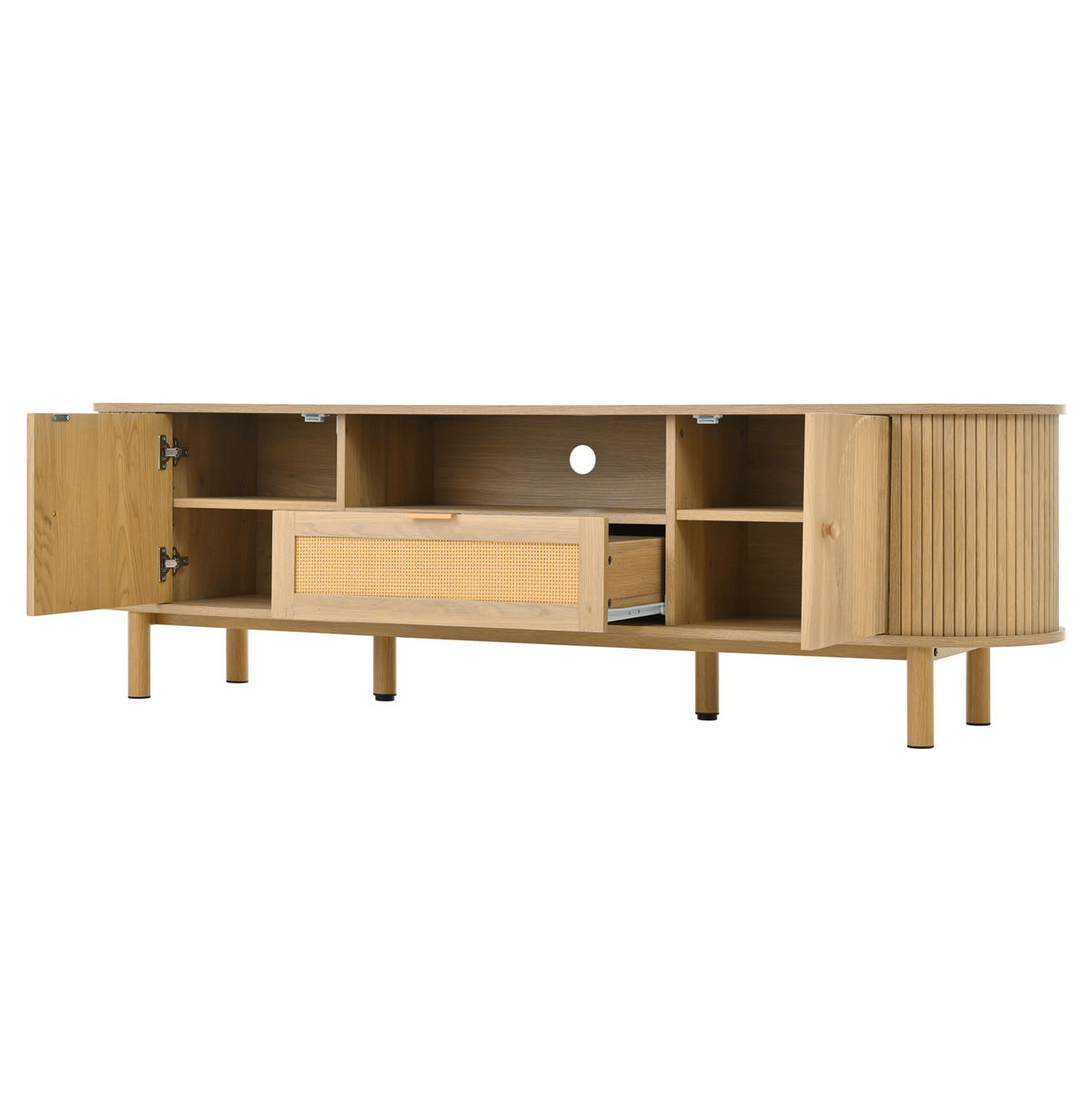 TV-SCHRANK mit Rattanschublade 175 x 36 x 51 cm MDF Natur - Braun, Holzwerkstoff (36/51/175cm) - Beauniv