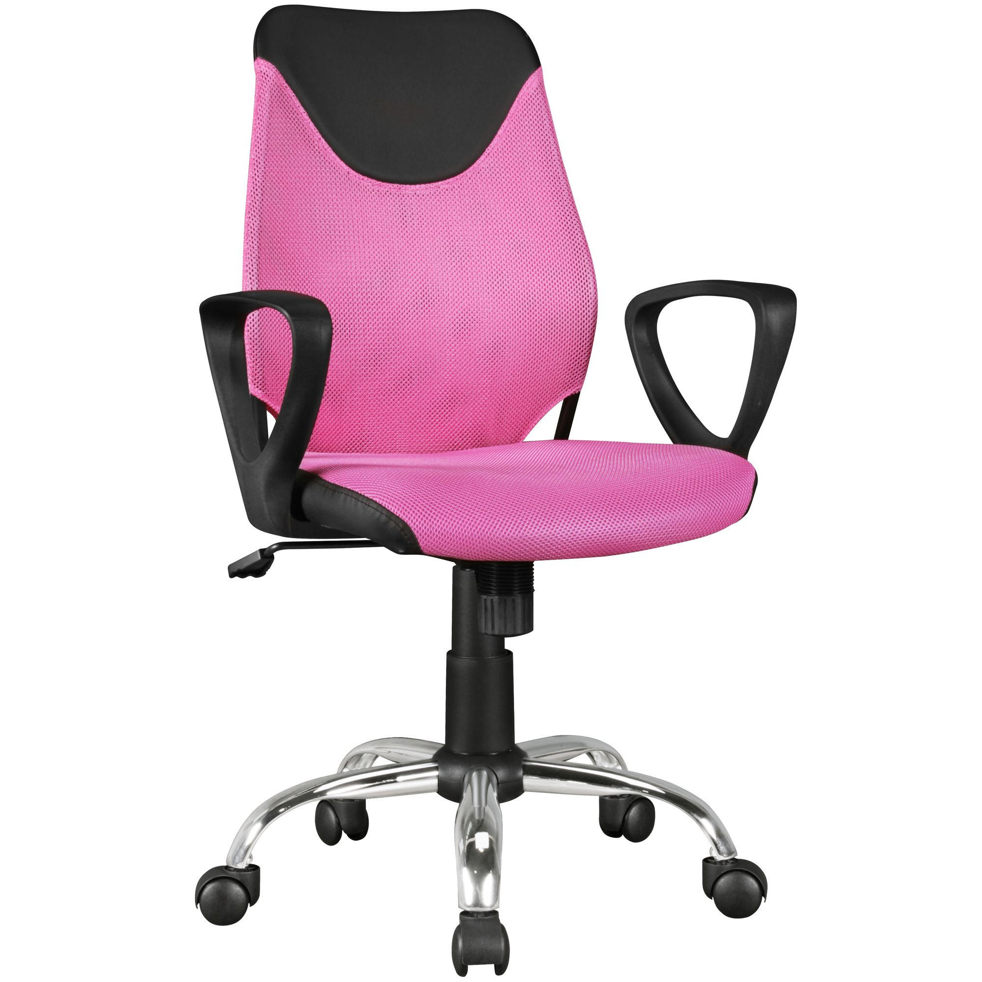 JUGENDDREHSTUHL Nylon Ergonomisch Höhenverstellbar DAVOS, Rosa 60x60x101 cm - Silberfarben/Schwarz, Textil/Metall (60/101/60cm) - KADIMA DESIGN