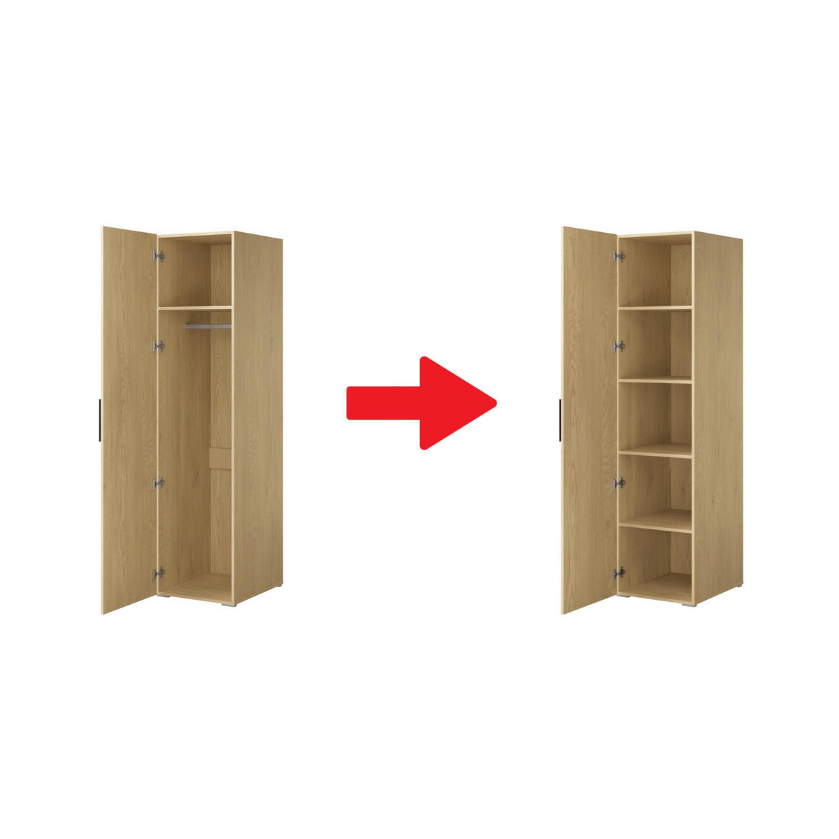 EINLEGEBÖDEN für Schrank Napoli 1D 50 Eiche Cremona (3 Stück) - Eichefarben/Silberfarben, Holzwerkstoff/Kunststoff (47/35/55cm) - mzm24