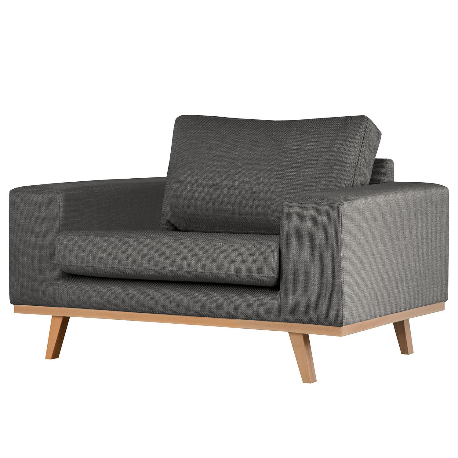 SESSEL - Dunkelgrau/Buchefarben, Textil (122/81/88cm) - home24