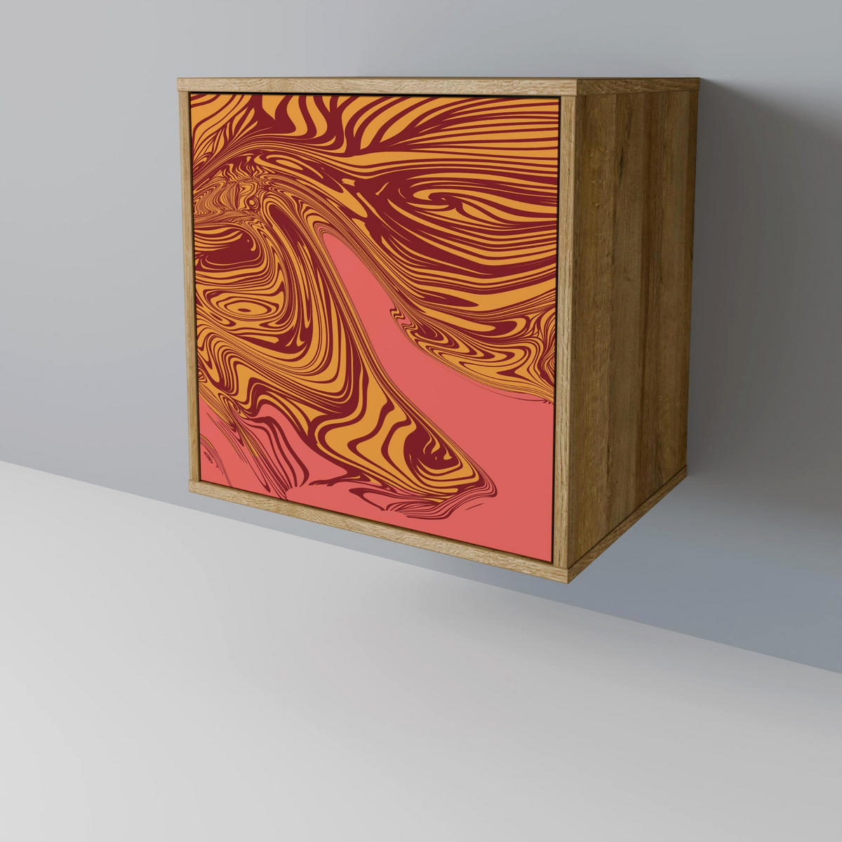 SIDEBOARD FLOATING THOUGHTS, Eichefarben, 57,5x42x75,5 cm, Goldfarbene Metallfüße - Eichefarben/Goldfarben, Holzwerkstoff/Metall (57.5/75.5/42cm) - SpaceRebels