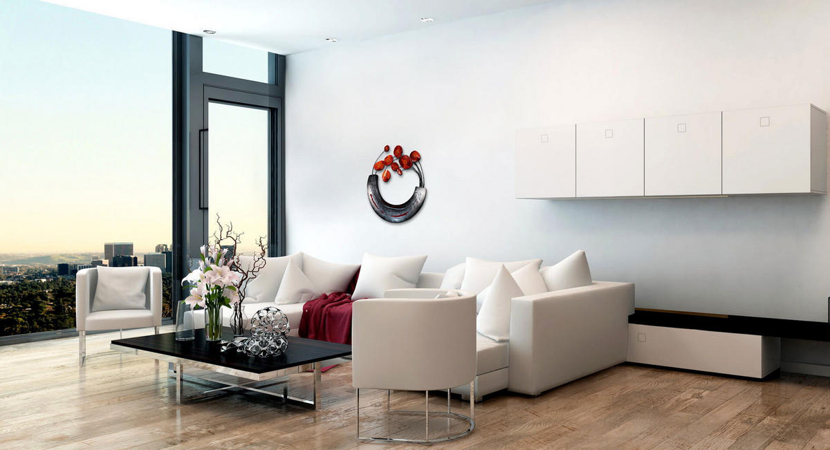 WANDDEKO Rot 70/62 cm - Rot/Grau, Metall (1.5/62/5cm) - KUNSTLOFT