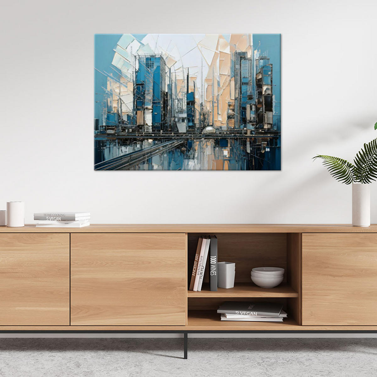 LEINWANDBILD Abstraktion 100x70cm - Blau, Textil (100/70cm) - Feeby