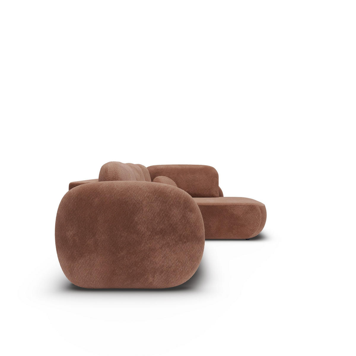 ECKSOFA AMICO II R-S Braun Geflochtener Stoff mit Schlaffunktion - Braun, Holz (289/190cm) - MASSENO