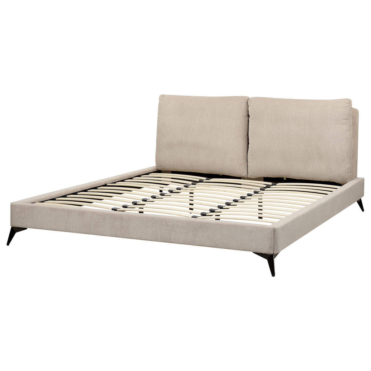 POLSTERBETT 180/200cm Taupe Melle - Taupe, Naturmaterialien/Textil (180/200cm) - Beliani