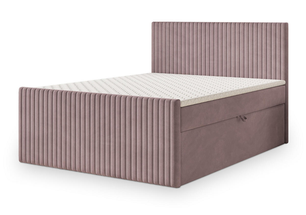 BOXBETT TERVAN 180x200 cm mit Matratze und Topper - Rosa - Rosa, Holz (180/200cm) - MASSENO